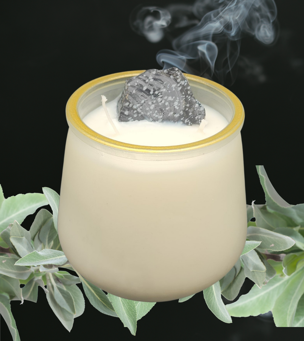 White Sage Crystal Candle